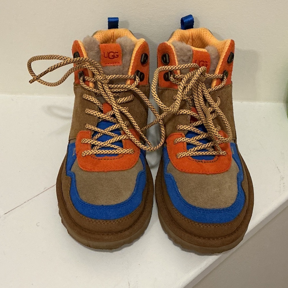 UGG Kids' Tan, Orange, and Blue Boots
